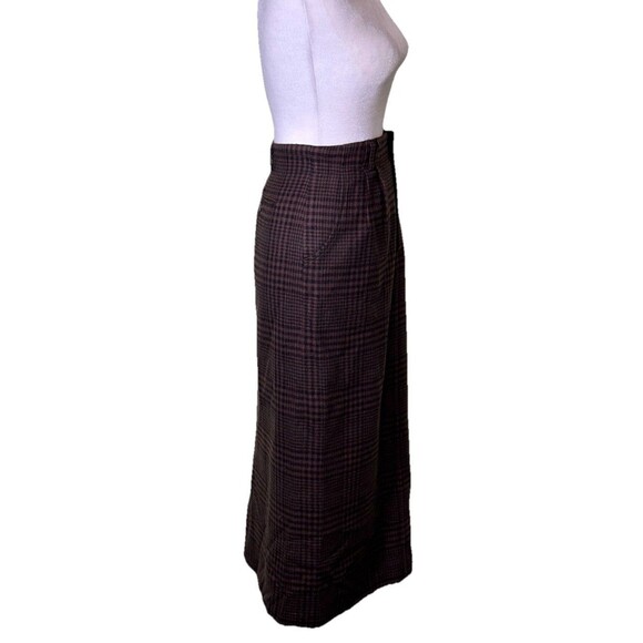 J.Crew Women’s Pure Wool Dark Academia Brown Plaid Maxi Skirt Officecore Sz 8 - Picture 4 of 8